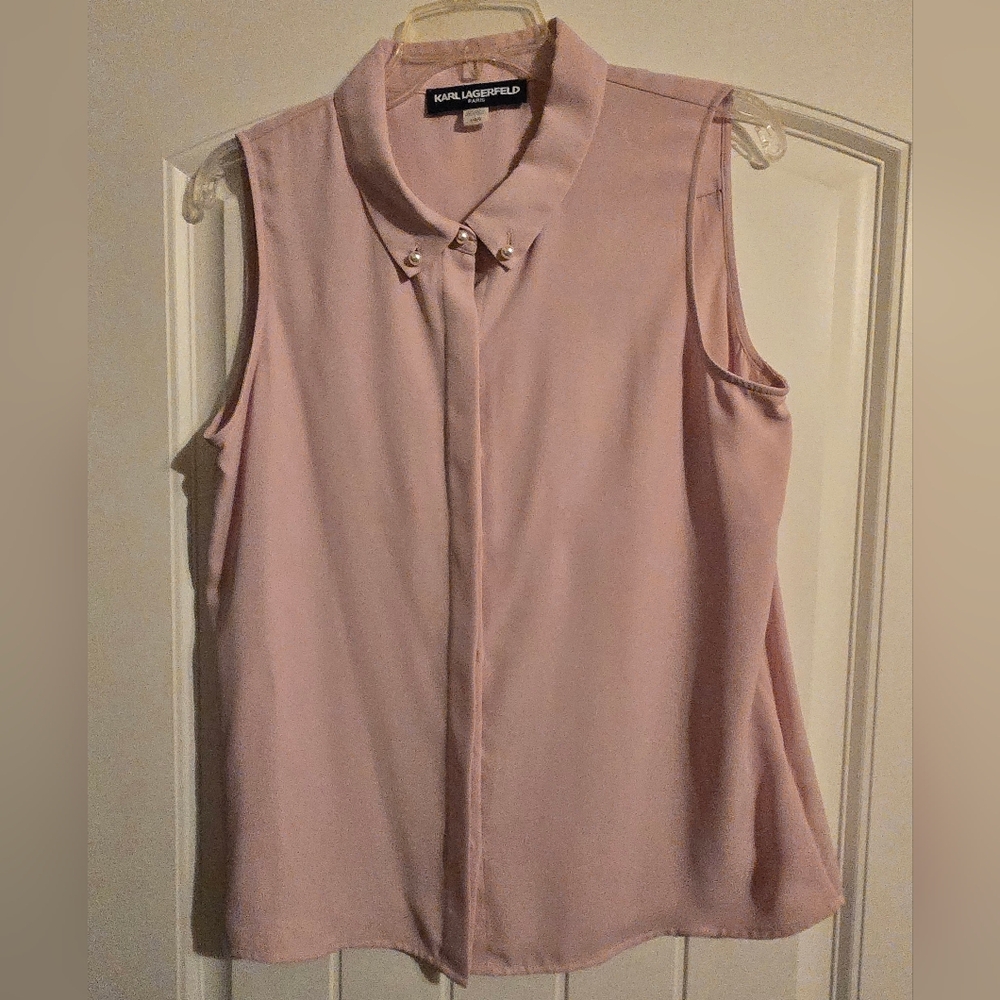Karl Lagerfeld Light Pink Sleeveless Blouse